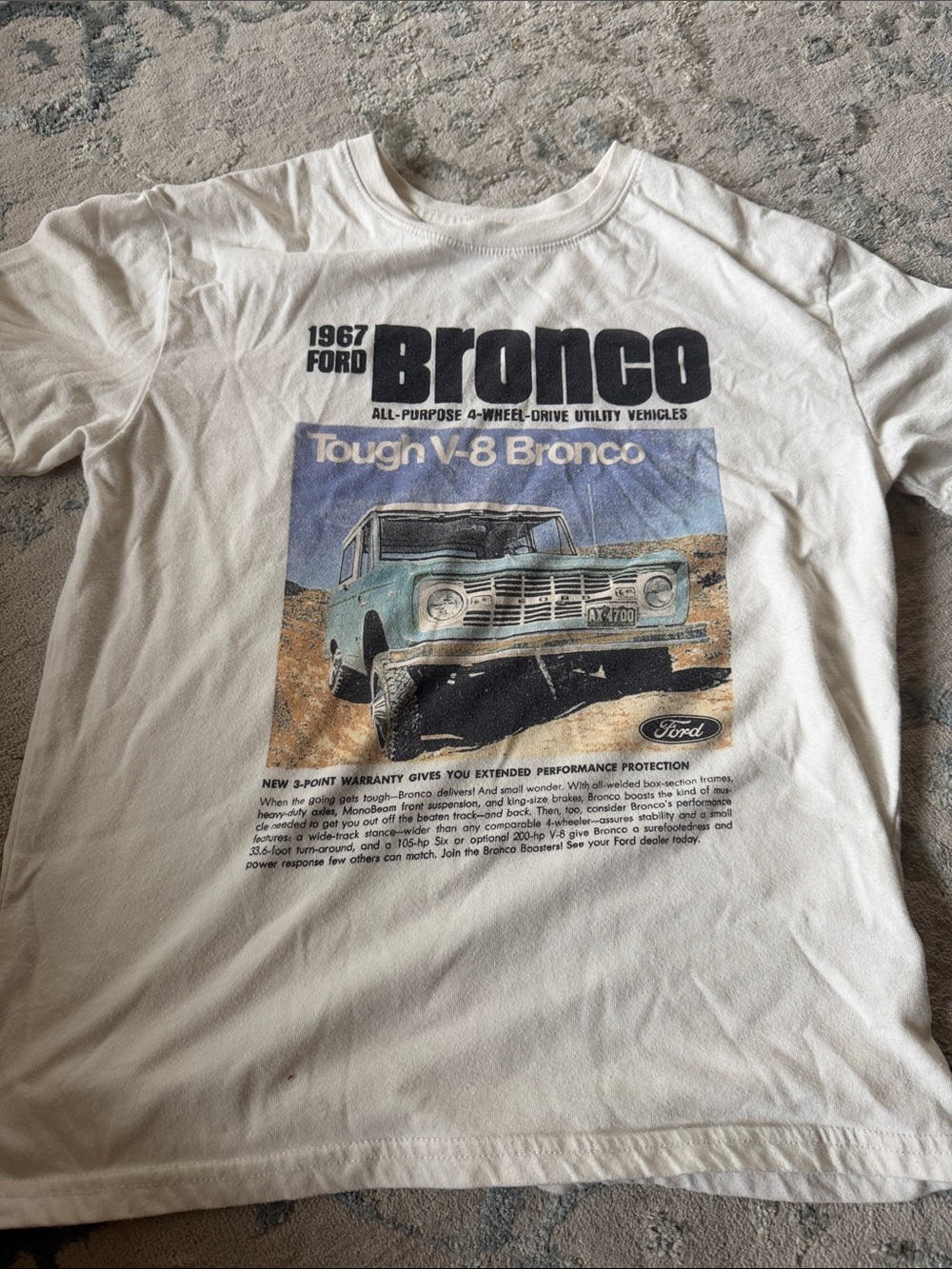Ford Bronco Graphic Tee - White with Blue and Tan Print
